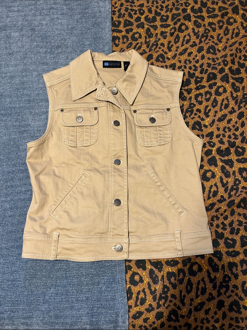 Relativity Tan Sleeveless Denim Vest